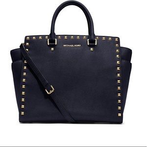 Michael Kors 'Selma Stud - Large' Leather Satchel